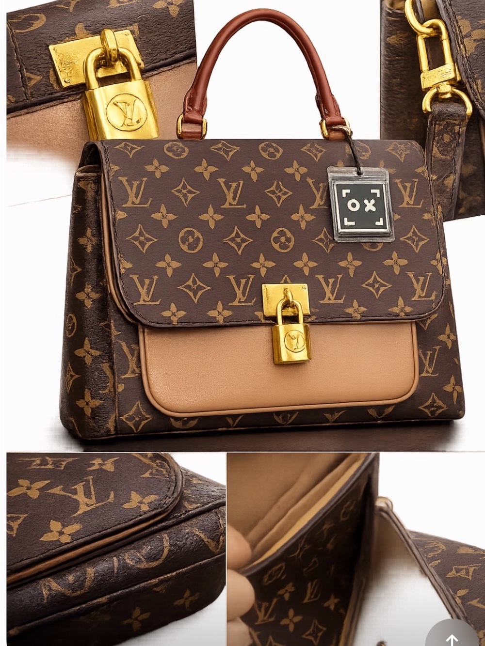 COA Louis Vuitton Monogram Marignan Top Handle Satchel in Brown and Tan